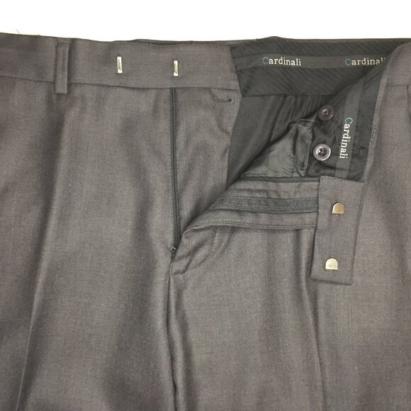 Cardinali Pants Men 38 x 30 Charcoal Gray Flat Front Straight Slacks Slim Fit - Picture 4 of 5